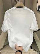 Baskılı Oversize Bisiklet Yaka T-shirt - Beyaz resmi